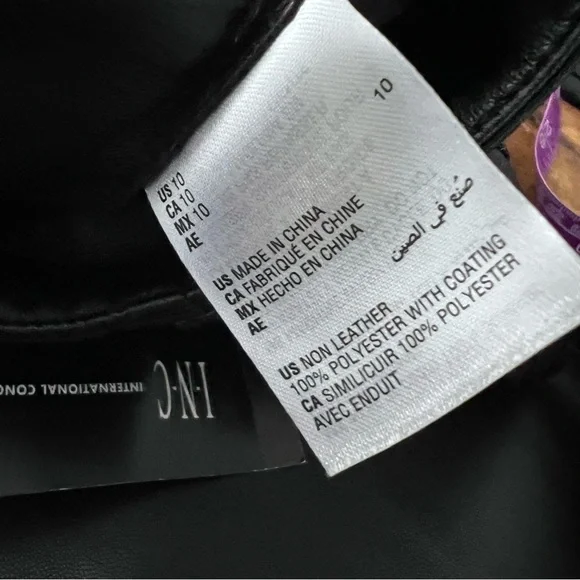 I.N.C International Concepts Women Size 10 Faux Leather Straight Leg Pants Black - Picture 9 of 9